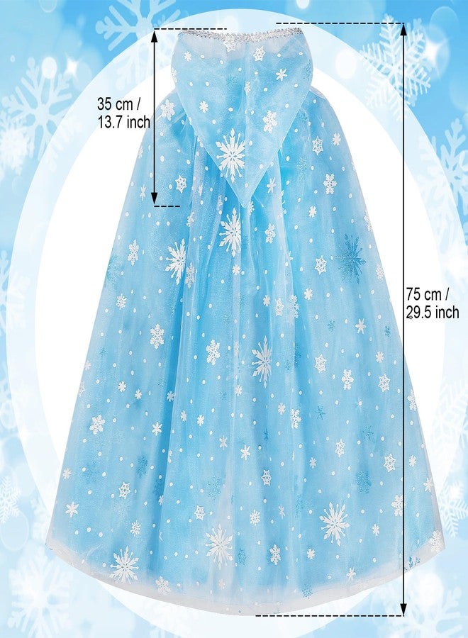 XEPST Princess Cape Princess Cloak for Girls, Princess Hooded Cape Sparkling Snowflake Cape Princess Dress Up Accessories for Halloween Christmas Costume Carnival Birthday Party Cosplay - Image 3